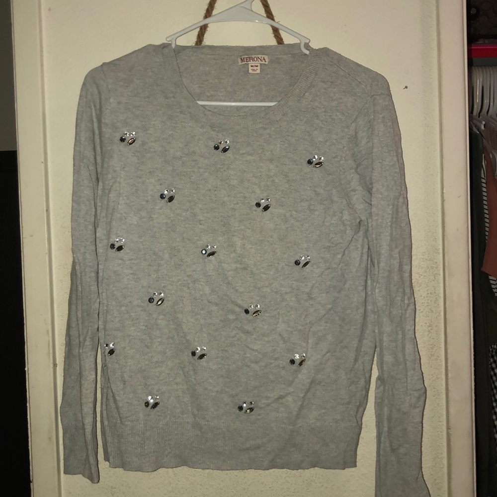Long sleeve shirt with decorative gems